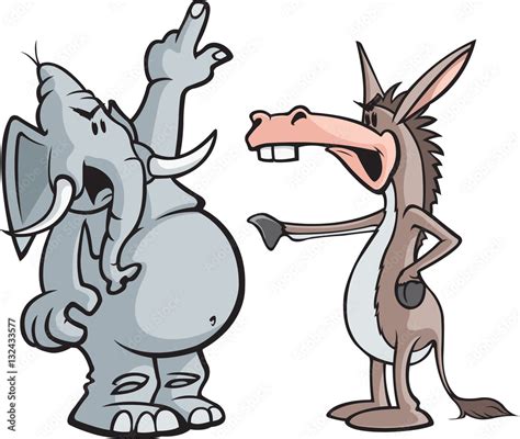 Donkey and Elephant A cartoon donkey and elephant arguing. Stock Vector | Adobe Stock