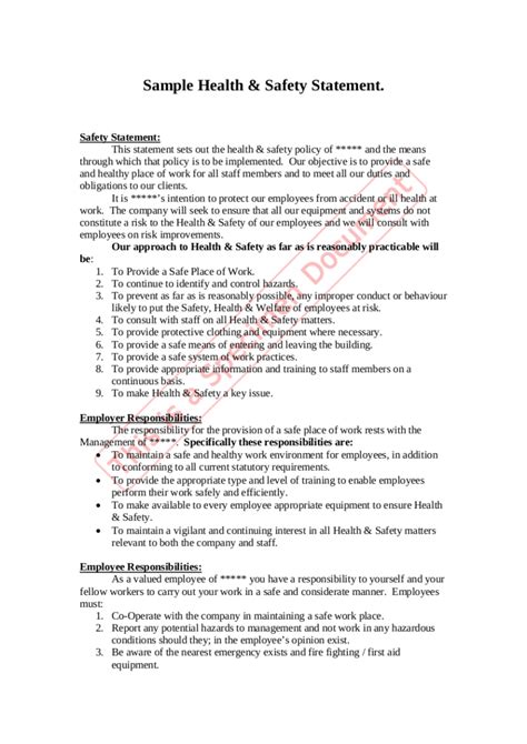 Ohs Policy Statement Free Template - FREE PRINTABLE TEMPLATES