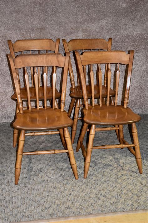 Vintage Ethan Allen Colonial Style Set of Four Dining Chairs | Etsy ...