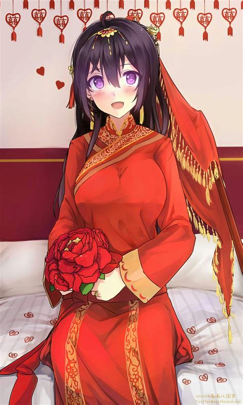 Anime 1200x2000 anime anime girls Miyaura Sanshio Chinese dress long hair purple eyes flowers ...