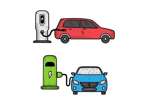 Electric car charging hand drawn illustration clipart icon 3210701 ...