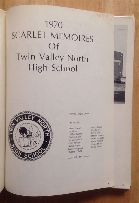 1970 TWIN VALLEY NORTH HIGH SCHOOL YEARBOOK, THE SCARLET MEMOIRES, LEWISBURG, OH | eBay