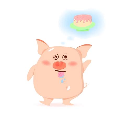 Pics: cartoon pig eating | Cute cartoon pig eating cake — Stock Vector © liusaart #82249826