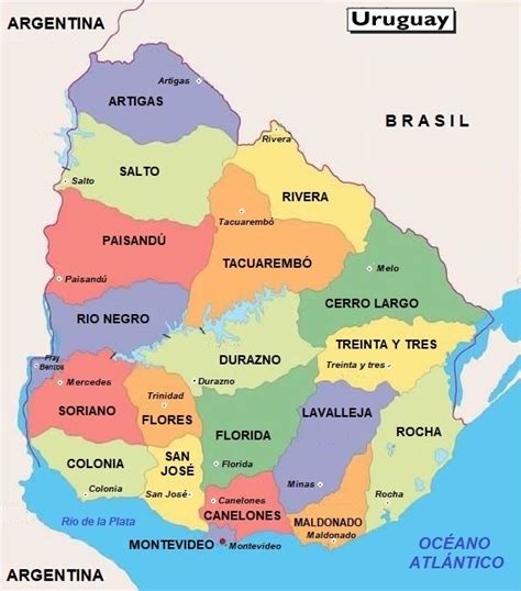 Mapa de Uruguay con Nombres, Departamentos y Capitales 【Para Descargar ...