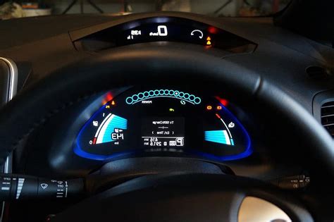 nissan leaf, dashboard, electric car, interior, illuminated, battery, display, technology ...