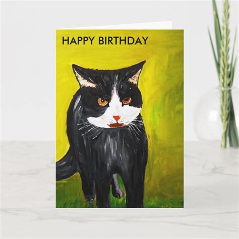 ANGRY CAT, HAPPY BIRTHDAY CARD | Zazzle.com