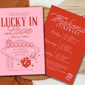 Las Vegas Bachelorette Party Invitation Lucky in Love Bachelorette Weekend Itinerary Template ...