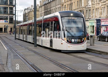 Edinburgh tram at the Haymarket stop in Edinburgh Scotland beside the ...