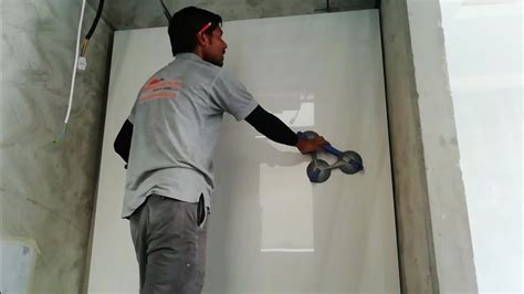 How to installation big marble tile full process - YouTube