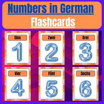 Numbers: Printables Flashcards For learning kids about Numbers in German