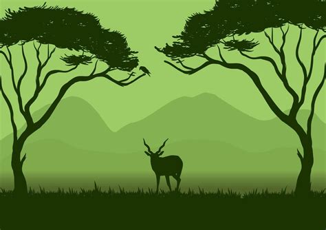 wildlife vector with green silhouette 17265964 Vector Art at Vecteezy