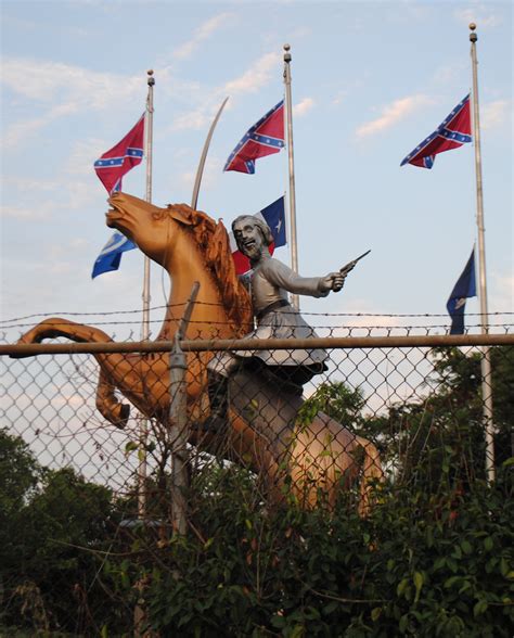 This is a statue of First Grand Dragon Nathan Bedford Forrest, a stones throw from I-65 and 10 ...