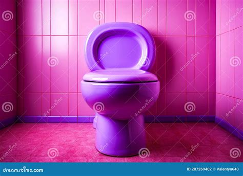 Purple Toilet Sitting in Bathroom Next To Pink Wall. Generative AI Stock Illustration ...