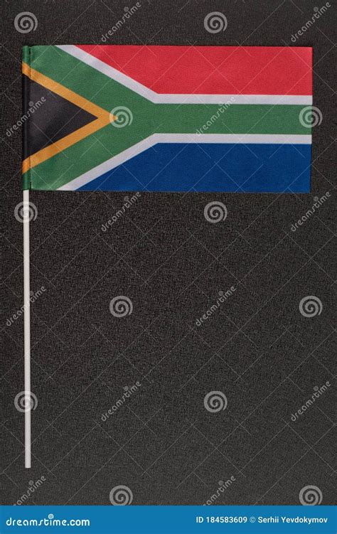 RSA Flag on Black Background. National Symbols of Republic of South Africa Stock Image - Image ...