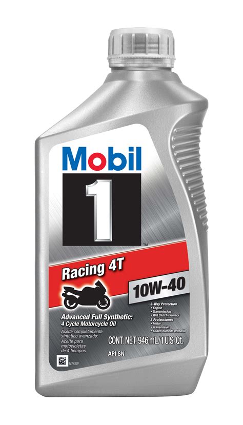 Mobil 1 Racing 4T 10W-40 Full Synthetic Motorcycle Oil, 1 Quart - Walmart.com - Walmart.com