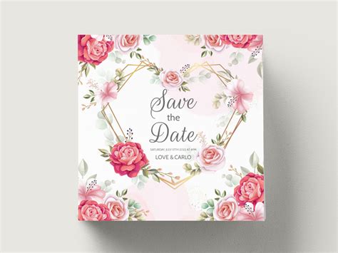 Romantic Rose Wedding Card Set Graphic by dinomikael01 · Creative Fabrica