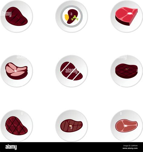 Steak icons set, flat style Stock Vector Image & Art - Alamy