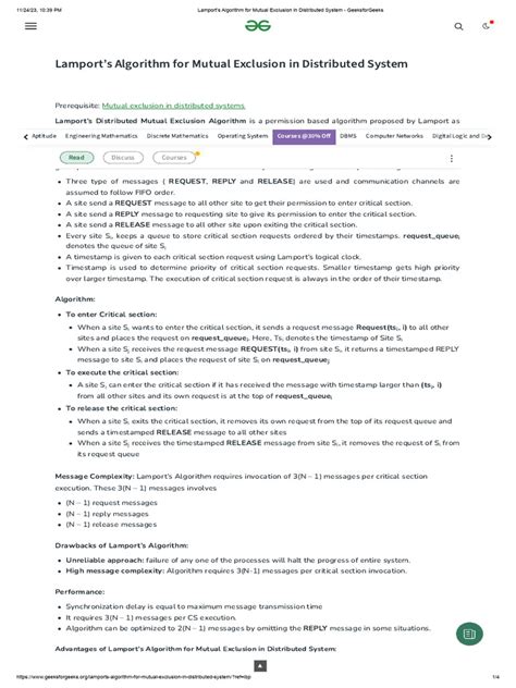 Lamport's Algorithm For Mutual Exclusion in Distributed System ...