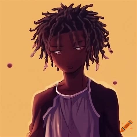 Anime style portrait of a black male with short dreads on Craiyon