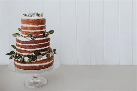 Beautiful wedding cake on white background with space to the right ...