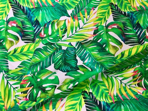 palm-leaves-3-tropical-leaf-fabric-for-curtains-upholstery-green-cotton-material-digital-print ...