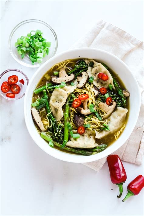 Veggie Gyoza Dumpling Noodle Soup - Happy Veggie Kitchen