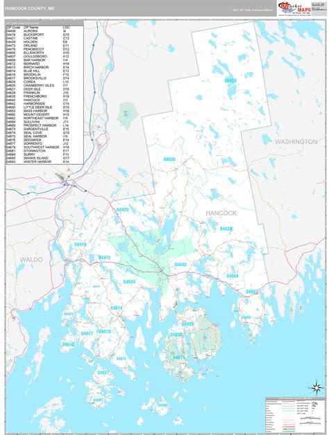 Hancock County, ME Wall Map Premium Style by MarketMAPS - MapSales.com