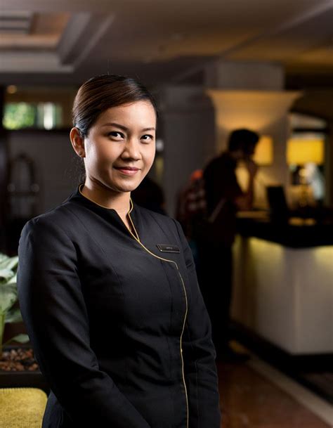 Hotel front desk staff- Apple cho | Hotel uniform, Restaurant uniforms, Hotel signage