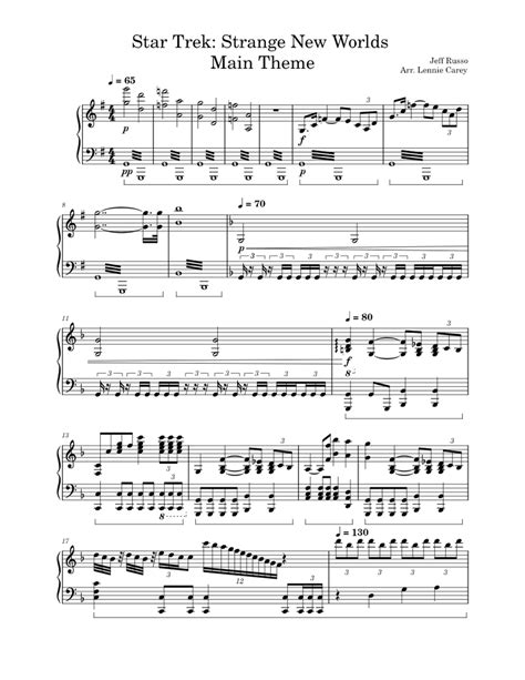 Star Trek Strange New Worlds Main Theme – Jeff Russo Sheet music for Piano (Solo) | Musescore.com