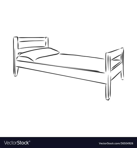 Black outline bed on white background bed sketch Vector Image