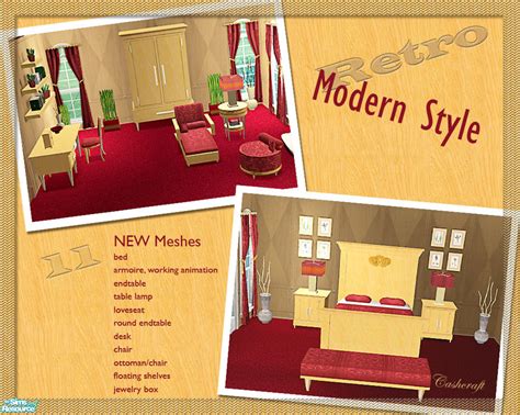 The Sims Resource - Retro Modern Style--Bedroom Set