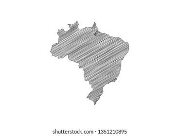 Brazil Map Drawing Line Sketched On Stock Vector (Royalty Free) 1351210895 | Shutterstock