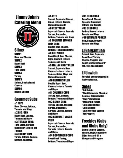 Jimmy John's Catering Menu