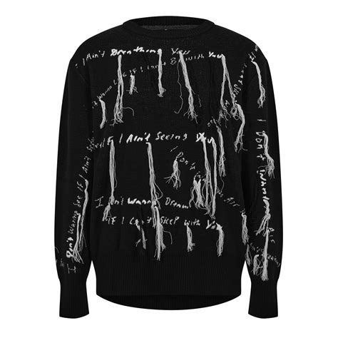 NAHMIAS | X Kodak Black Knit Lyric Crewneck | Men | Black | Flannels