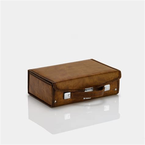 Brown Leather Cassette Tape Storage Case