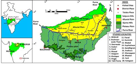 Geological map of the Purna river basin showing the localities under ...