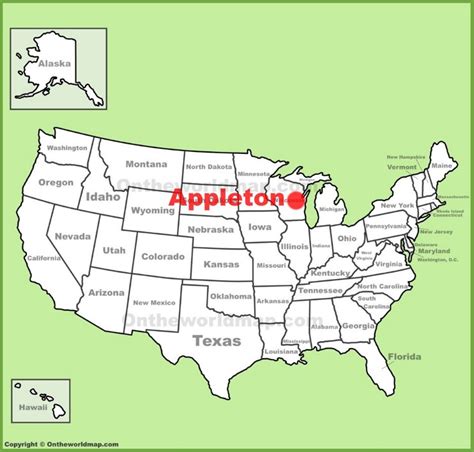 Appleton location on the U.S. Map - Ontheworldmap.com