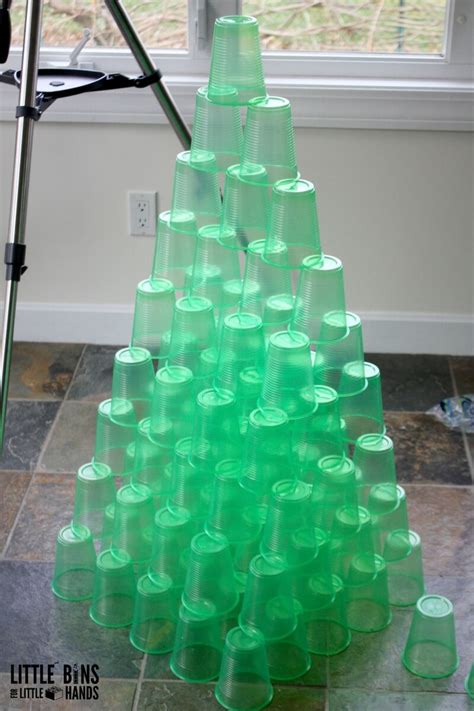 Christmas Tree Cup Stacking STEM Challenge - Little Bins for Little Hands