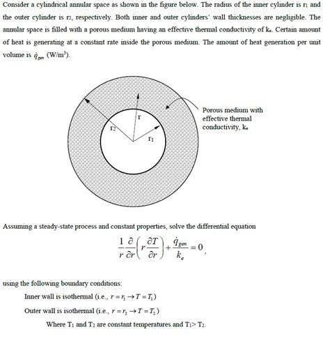 Solved Consider a cylindrical annular space as shown in the | Chegg.com