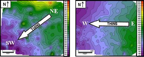 Thickness map of the Lower Barnett Shale and Upper Barnett Shale for ...