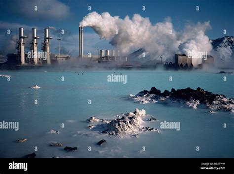 Geothermal power plant and Blue Lagoon at Svartsengi, Iceland, Polar ...