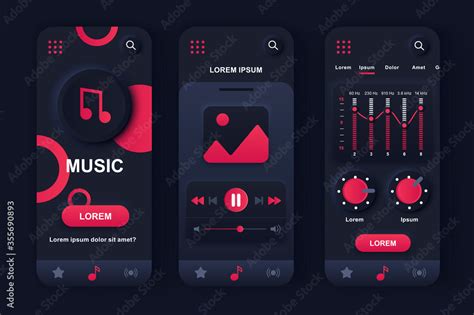 Music player unique neumorphic design kit for app. Audio player with ...