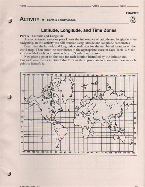 Time Zone Map Worksheet