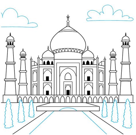 How to Draw the Taj Mahal - Really Easy Drawing Tutorial in 2022 | Taj mahal drawing, Taj mahal ...