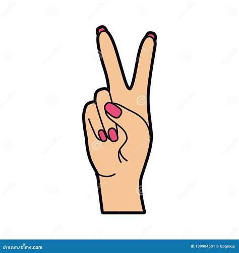 Hand Peace Sign, Hand Gesture Victory Symbol - Thin Line Icon ...