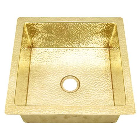 Brass Square Bar Bar/Prep Sink | Hammered Brass | Brass Sinks Direct