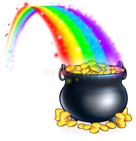 Pot of Gold at the End of the Rainbow Stock Vector - Illustration of icon, cauldron: 109469425