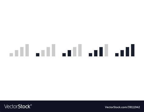 Mobile signal bar black icon set phone signal Vector Image