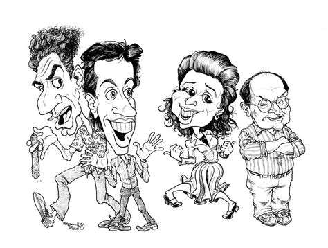 Seinfeld cast Drawing by Mike Scott