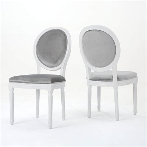 Phinnaeus Contemporary Velvet Dining Chairs (Set of 2), Light Gray and Gloss White - Walmart.com ...